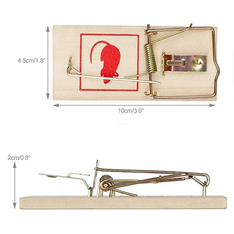 Wooden Mouse Rat Snap Trap - NRTW002, in use