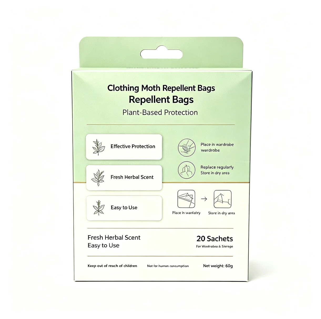 Moth Repellent Sachets for Closet Drawer Wardrobe - KDMTP01, packaging and pack detail