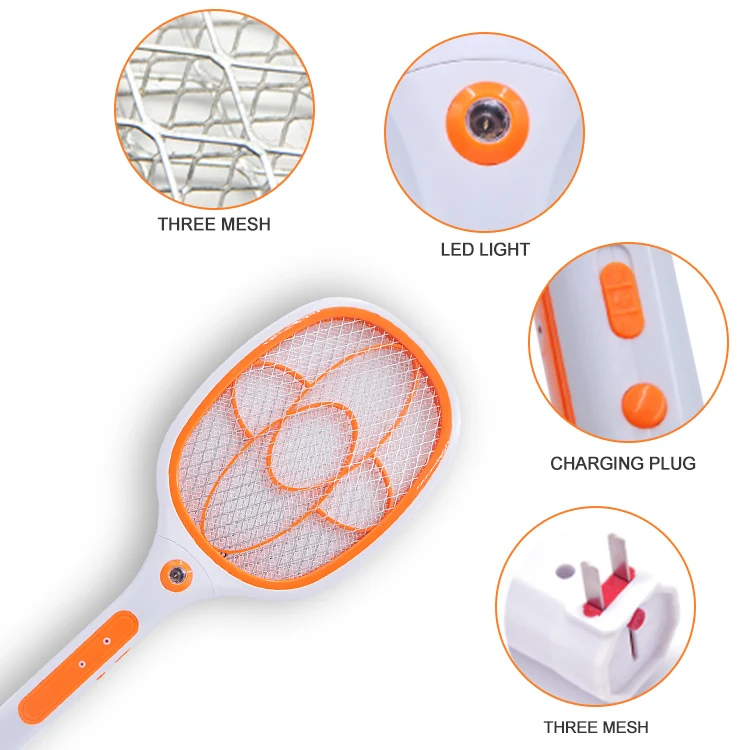 Rechargeable Electric Mosquitoes Racket With LED - KDMS005, packaging and pack detail