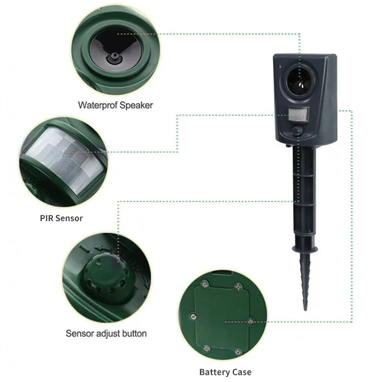 Solar Power Ultrasonic Drive Animals Pests Repeller - KDPB028, in use