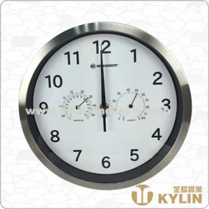 SS Clock with Thermometer JL-CLK011-G