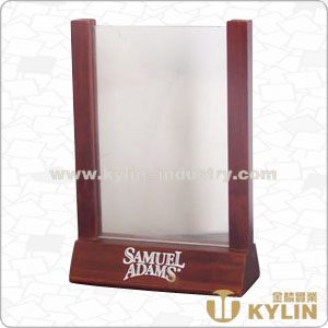 menu holder with wooden base