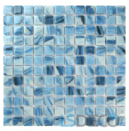Plam Glass Pool Tile – 1” x 1” glass tile in 1″ x 1″ — detail view 2