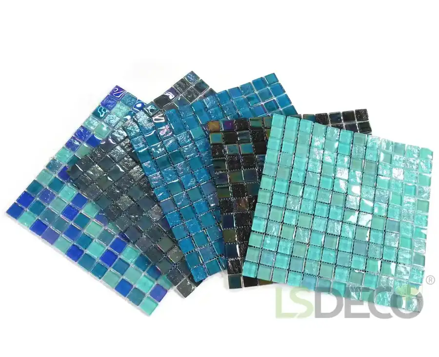Bali 1″ x 1″ Glass Swimming Pool Tile glass tile in 1″ x 1″ — detail view 2