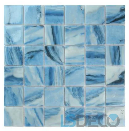 Plam Glass Pool Tile – 2” x 2” glass tile in 2″ x 2″ — detail view 2