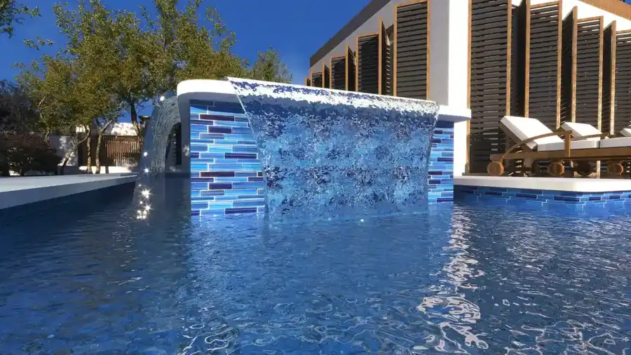 Bamboo Blue Glass Pool Tile glass tile in Linear