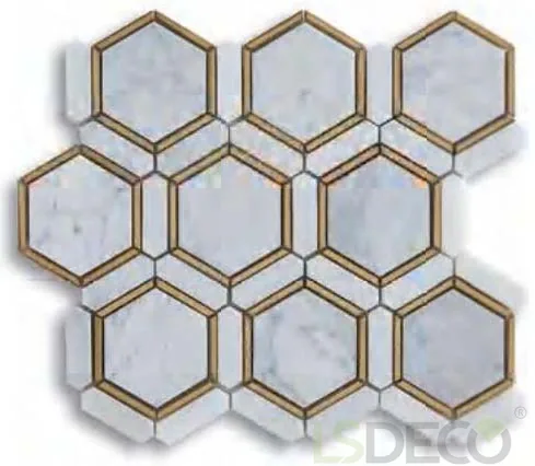 Estella Hexagon Marble Stone stone & metal finish polished tile — detail view 2