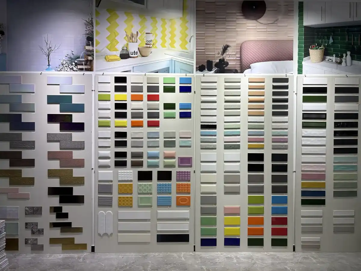 Colour sample display racks in the LSDECO showroom
