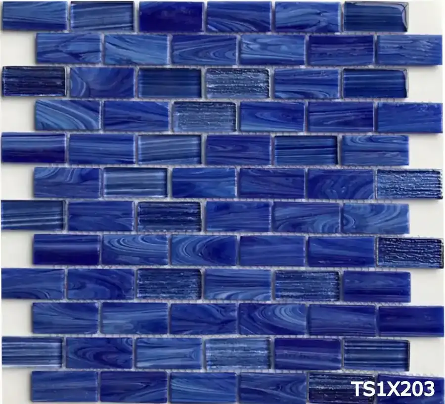 Treasure Glass Pool Tile – 1” X 2” glass tile in 1” x 2” — detail view 3