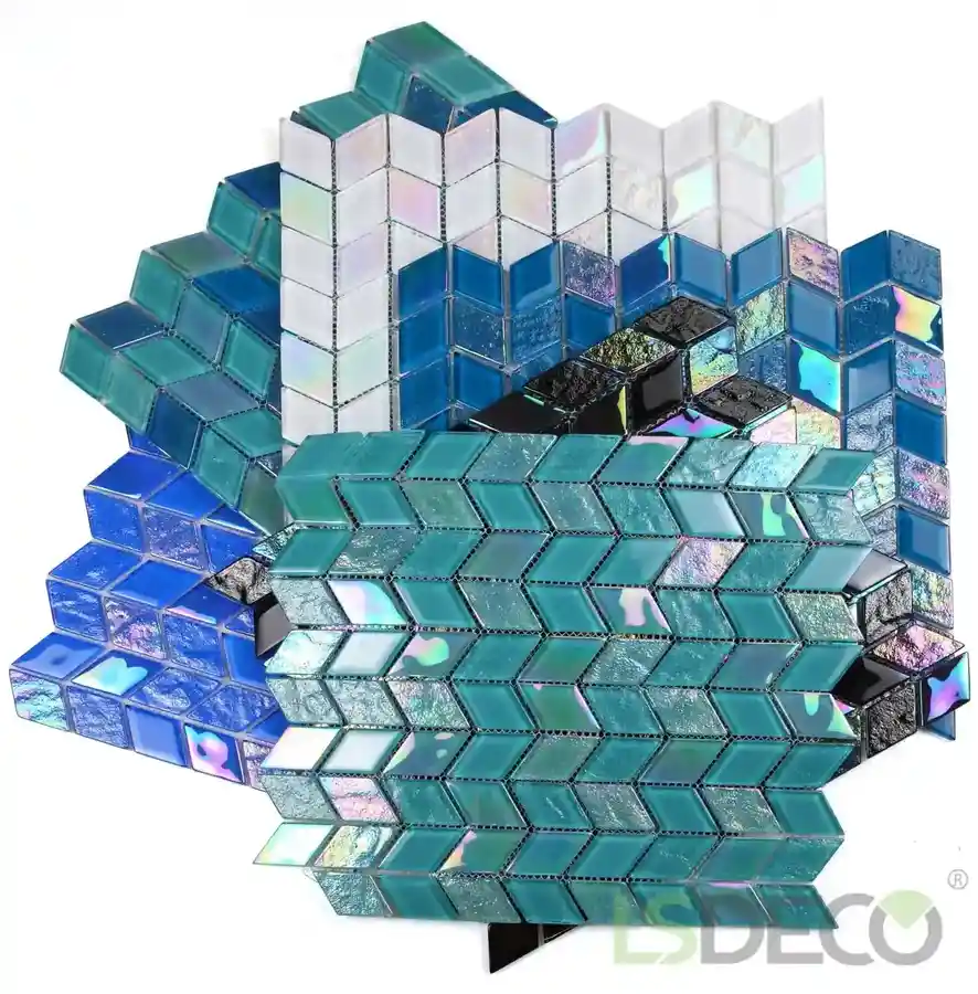 Iridescent Diamond Glass Wall Tile glass tile in 31 x 55mm