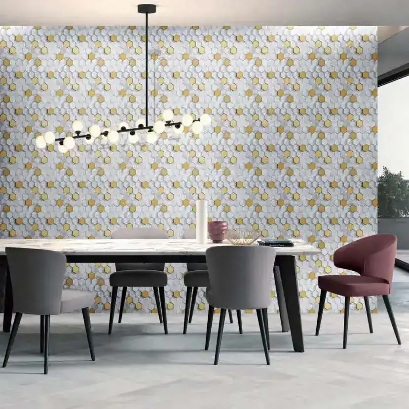 Estella Marble Stone stone & metal finish polished tile