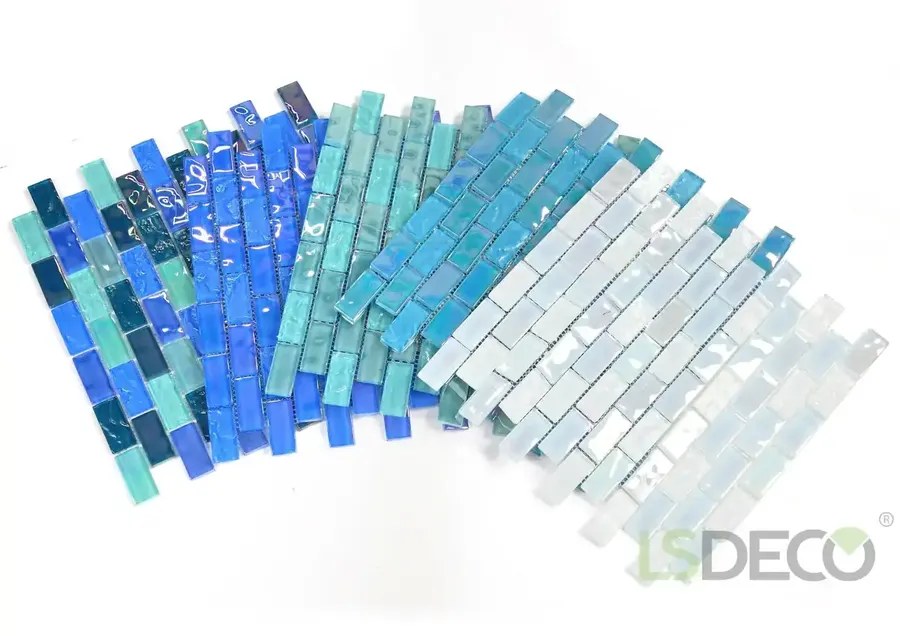 Bali 1″ x 2″ Glass Pool Tile glass tile in 1″ x 2″