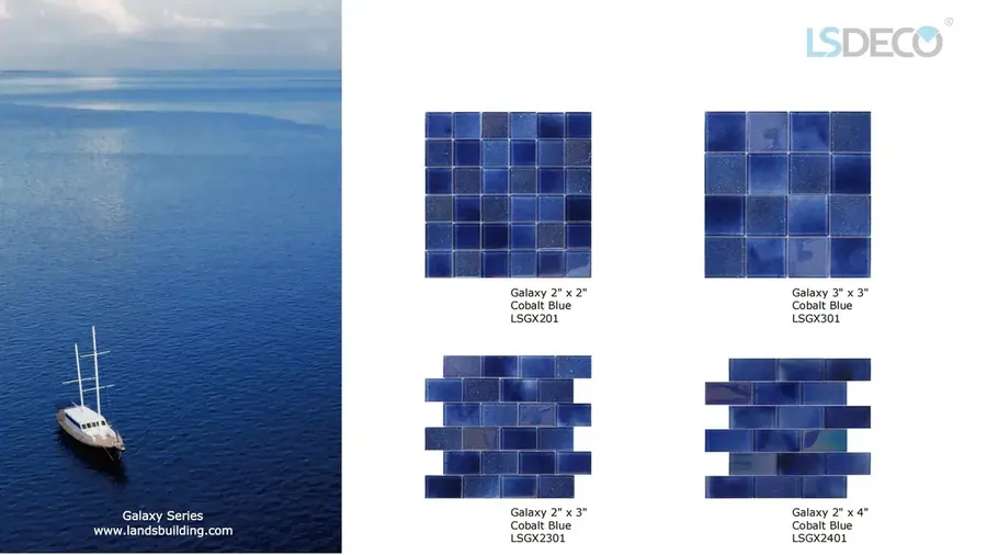 Galaxy Glass Pool Tile – 2” x 4” glass tile in 2″ x 4″