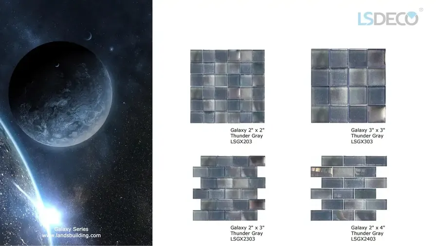 Galaxy Glass Pool Tile – 3” x 3” glass tile in 3″ x 3″ — detail view 3