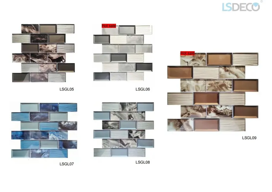 Goelia Glass Mosaic Tile glass tile in 300x 300MM — detail view 2
