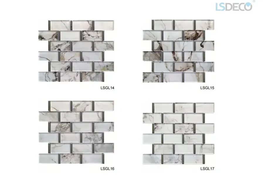 Goelia Glass Mosaic Tile glass tile in 300x 300MM — detail view 3