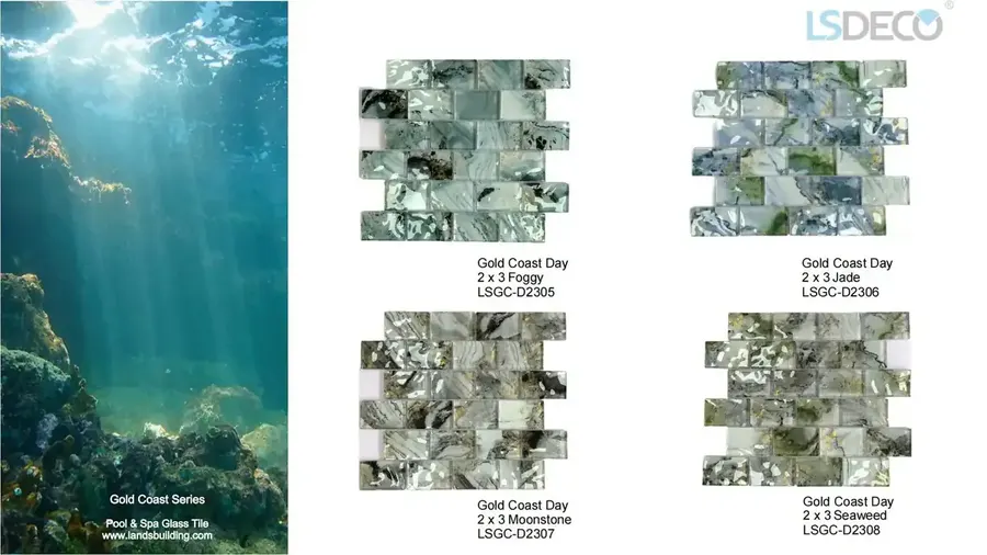 Gold Coast Glass Tile for Pool glass tile in 2 x3 — detail view 2