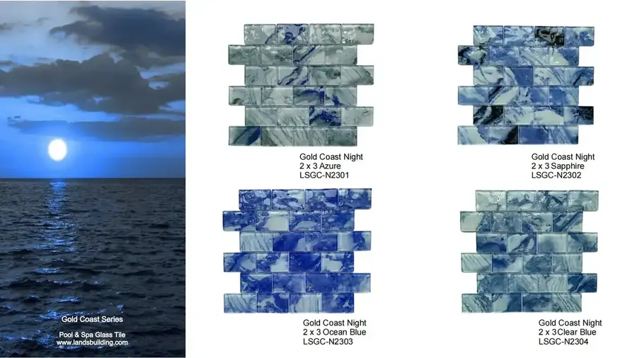 Gold Coast Glass Tile for Pool glass tile in 2 x3 — detail view 3