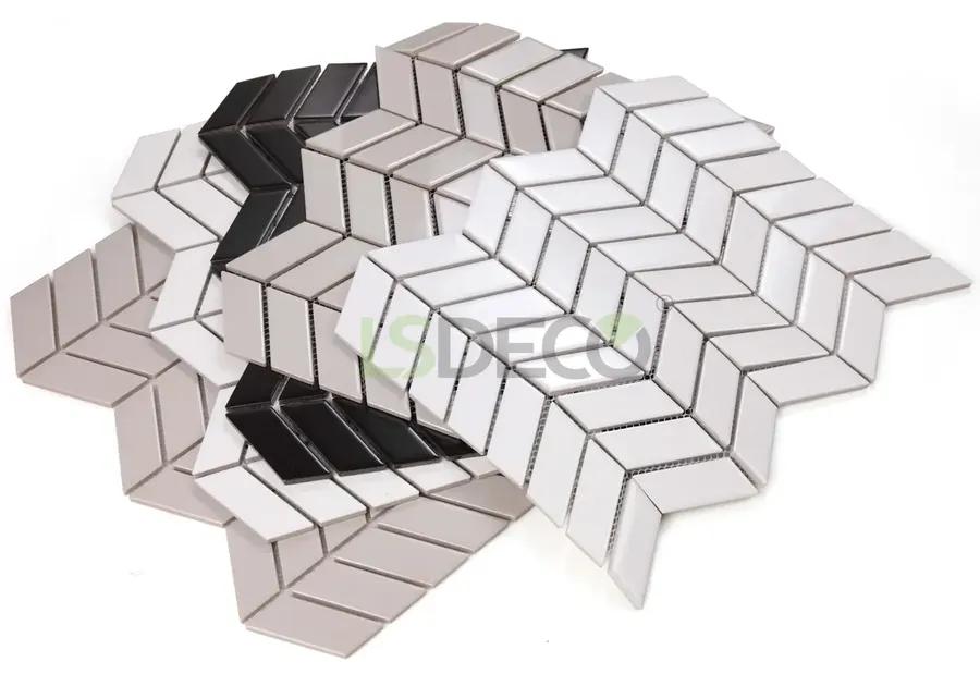 Rhombus Porcelain Mosaic porcelain ch tile in 47X83mm S — detail view 3