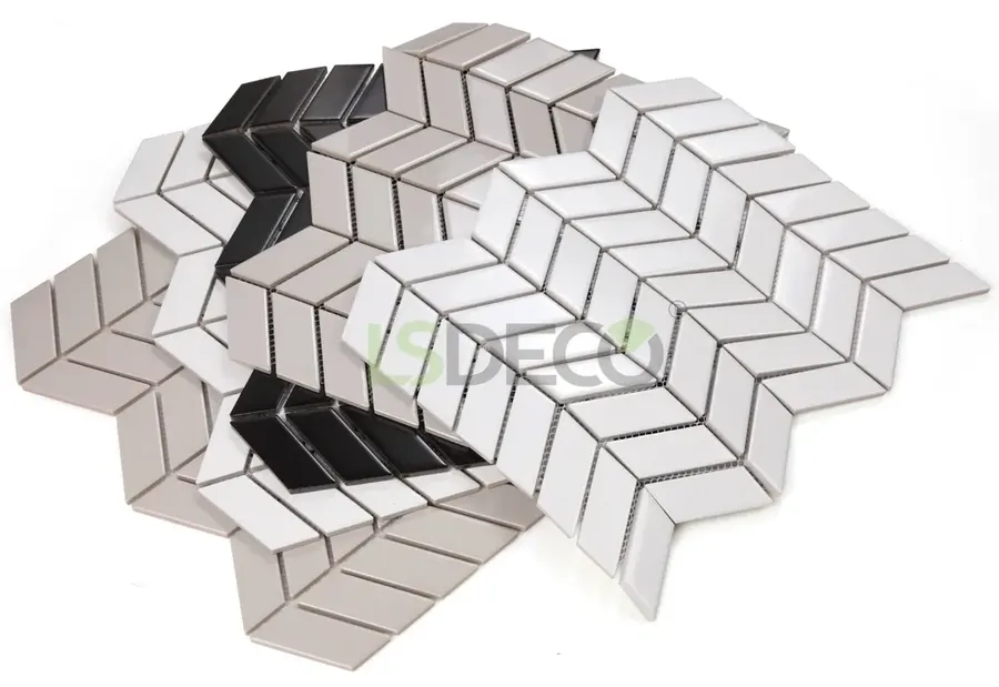 Nemo Fishbone Glazed Porcelain Tile porcelain tile in 24 x 59 mm