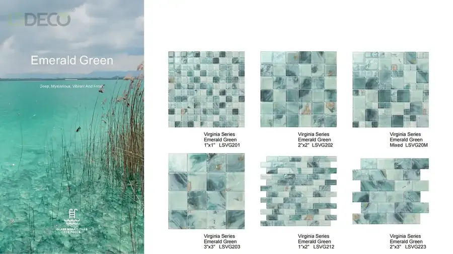 Virginia Glass Pool Tile – 1” x 2” glass tile in 1″ x 2″ — detail view 3