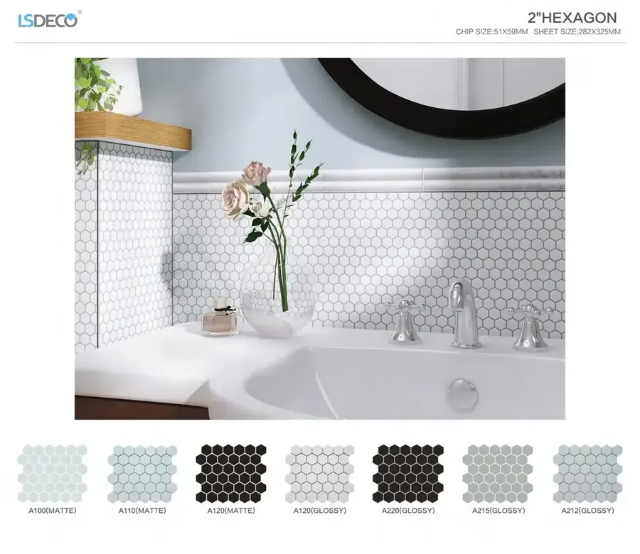 Hexagon Porcelain Mosaic porcelain c tile in 23X261mm S
