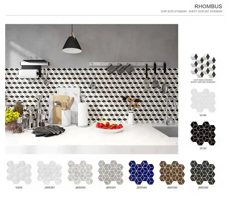 Rhombus Porcelain Mosaic porcelain ch tile in 47X83mm S
