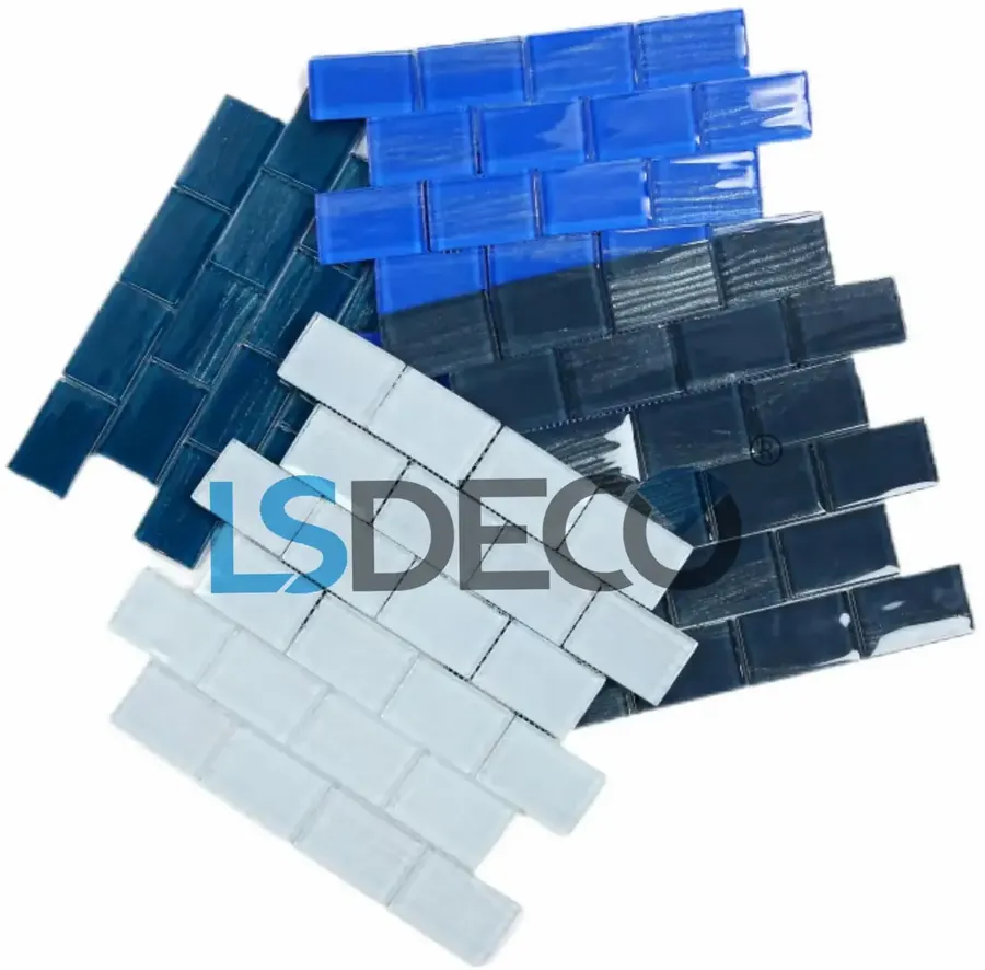 Semporna Glass Pool Tile glass tile in 1” x 2” / 2” x 3” — detail view 3