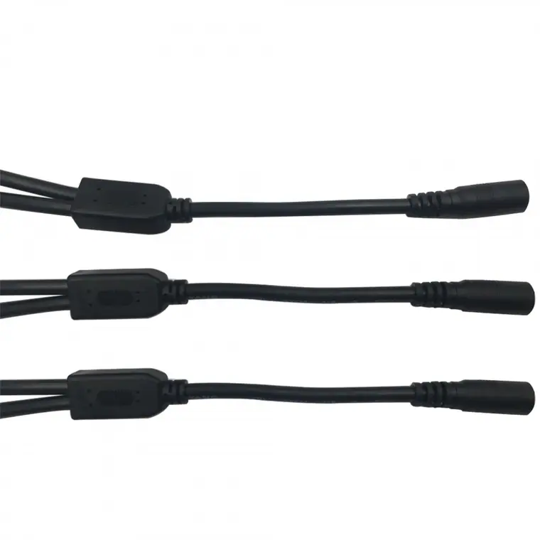 dc5.5*2.5mm female to 2 male right angle cable
