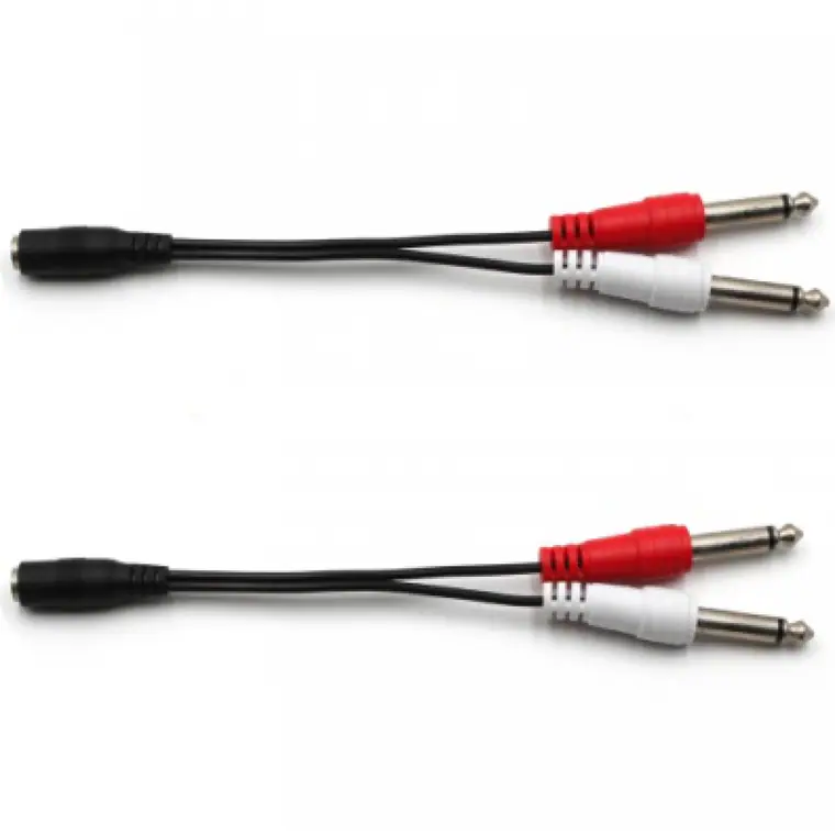 1/8" TRRS to Dual 1/4 Stereo Audio Cable - 3.5mm TRS to 6.35mm Dual 1/4" TS Mono Y-Cable Splitter Cord