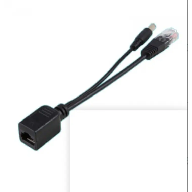 RJ45 male and power in to RJ45 female 12v poe injector splitter cable