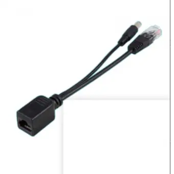 RJ45 male and power in to RJ45 female 12v poe injector splitter cable