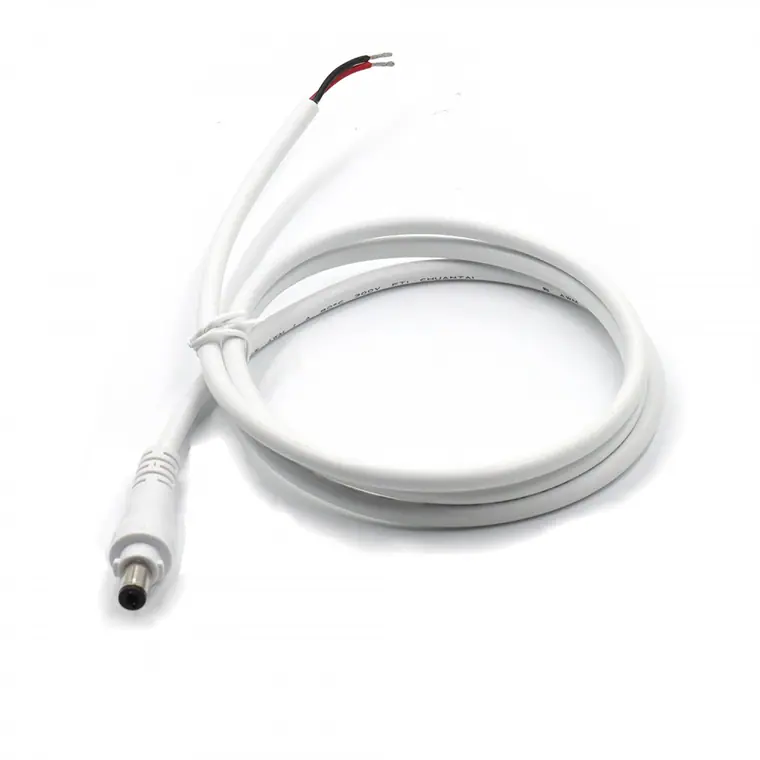 dc5.5*2.1mm male with lock to open waterproof white cable