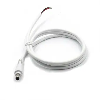 dc5.5*2.1mm male with lock to open waterproof white cable view 2