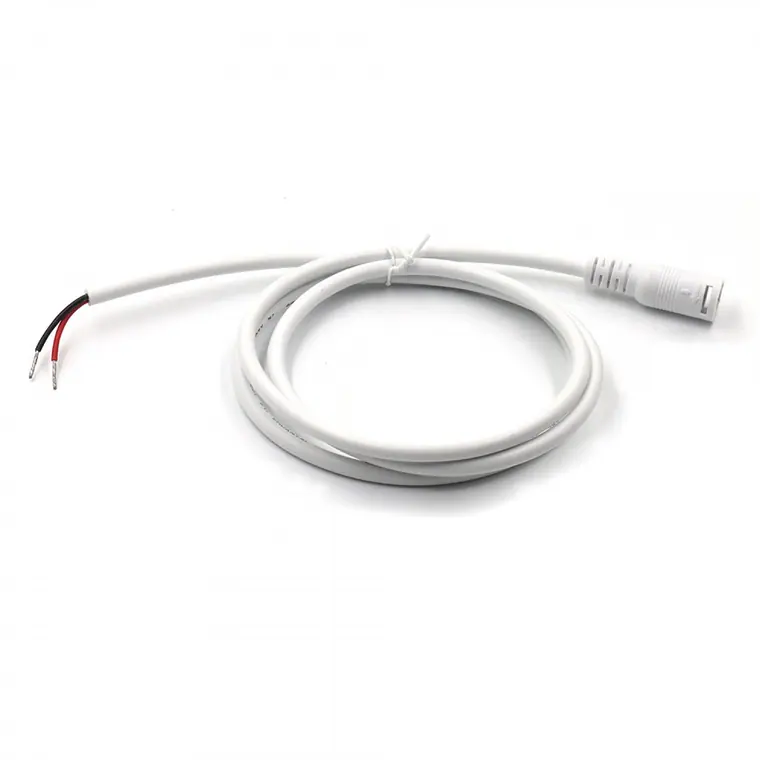 dc5.5*2.1mm female with lock to open waterproof white cable