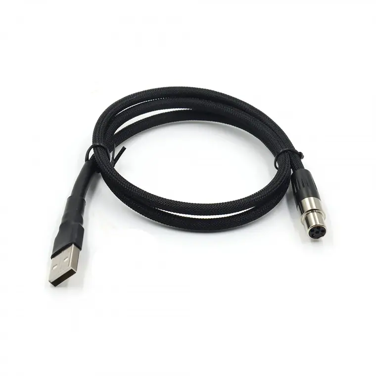 XLR 5pin female plug to USB2.0 Cable TPU wire add PP nylon and PETsheath