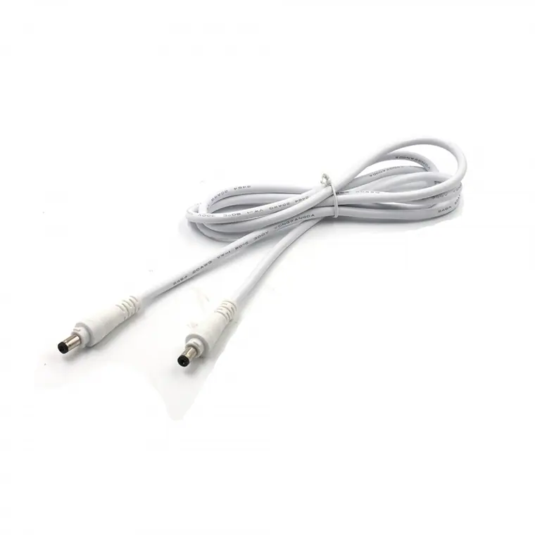 dc5.5*2.1mm turning fork male to male with lock white cable