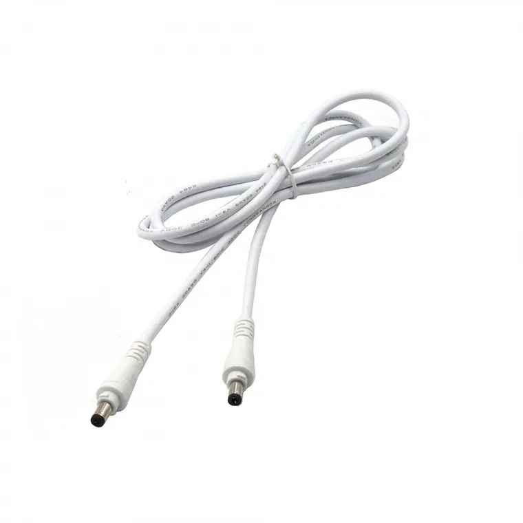 dc5.5*2.1mm turning fork male to male with lock white cable