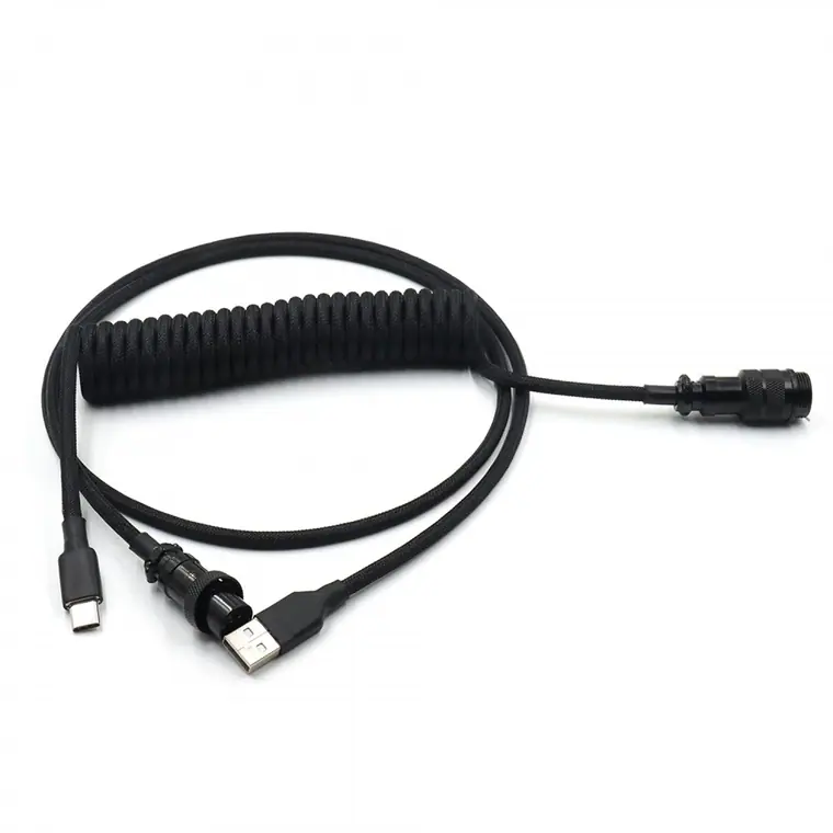 5PIN male GX16 Aviation plug to Type-c Spring and usb to 5pin gx16 female wire cable set black color