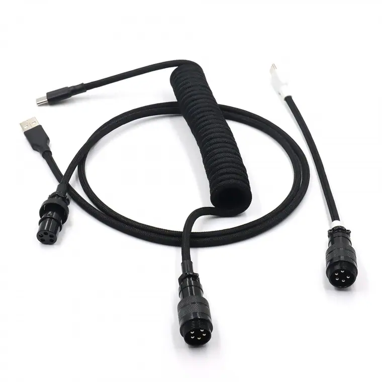 5PIN male GX16 Aviation plug to Type-c and usb to 5pin gx16 female wire cable set black