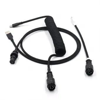 5PIN male GX16 Aviation plug to Type-c and usb to 5pin gx16 female wire cable set black