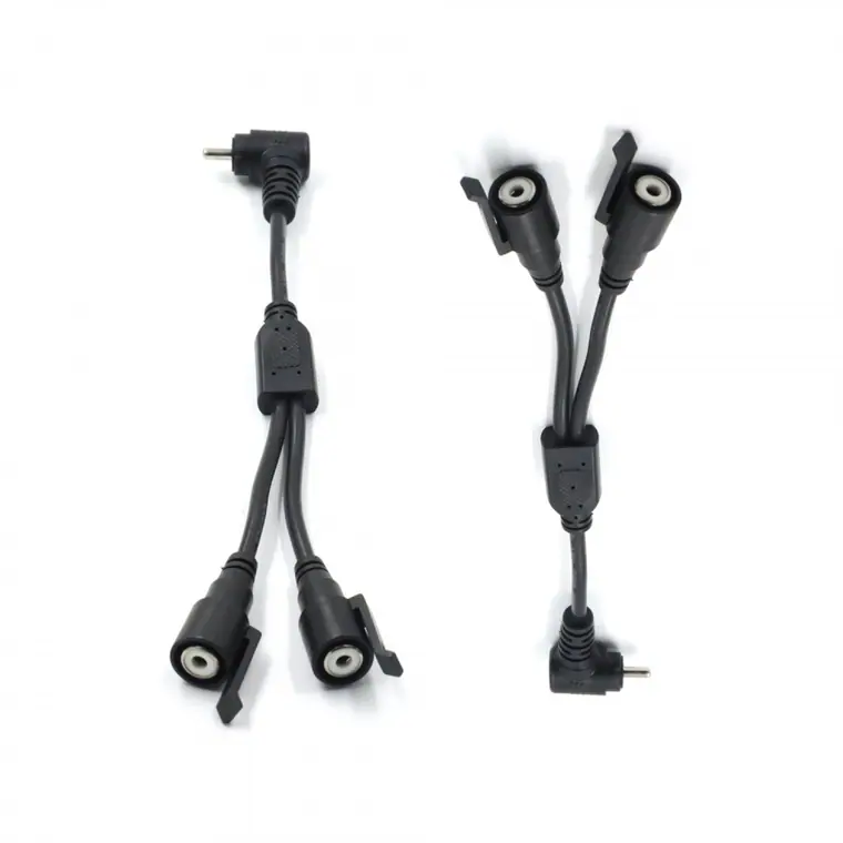 RCA angle male to 2 female with lock splitter cable