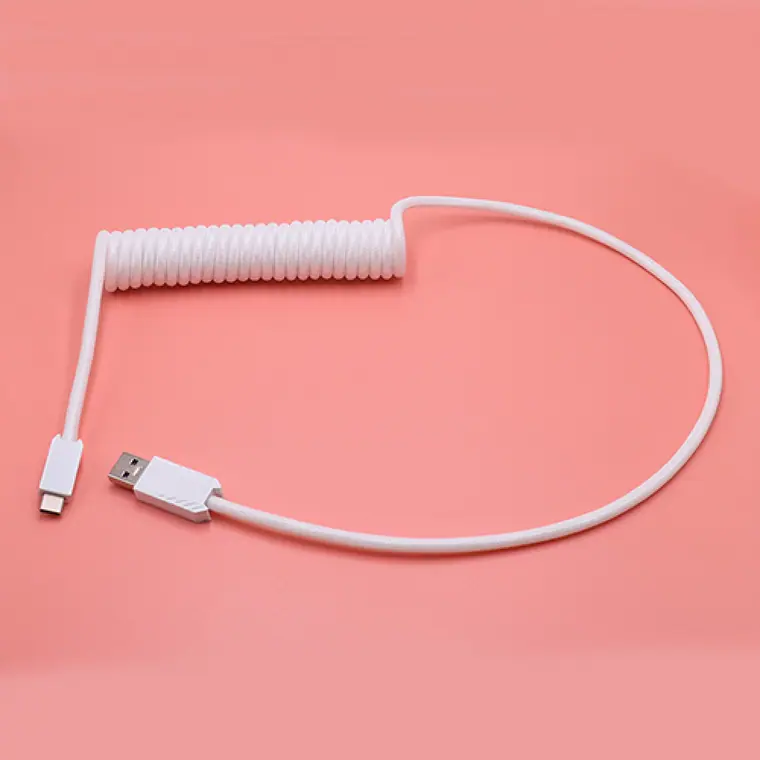 Coiled Type C USB Zinc Alloy Fast charger Cable for Mechanical keyboard