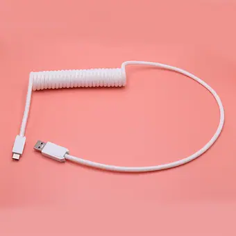 Coiled Type C USB Zinc Alloy Fast charger Cable for Mechanical keyboard