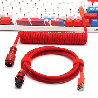 Paracord and PET Double Sleeved Mechanical Keyboard Coiled Type C Mini Micro USB Cable With GX16 Aviator
