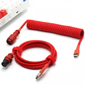 Double sleeved Paracord usb c coiled keyboard cable Game keyboard cable mini usb type c aviator