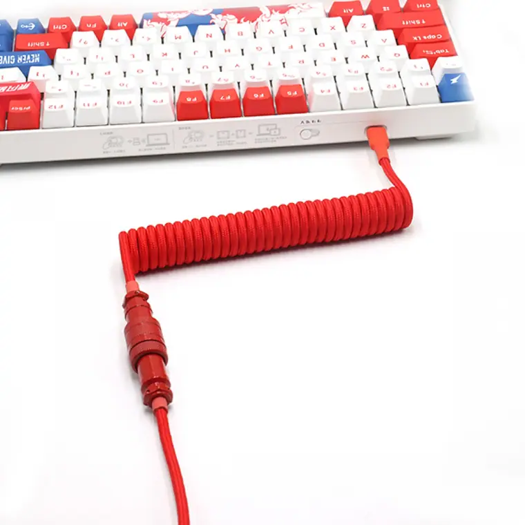 Double sleeved Paracord usb c coiled keyboard cable Game keyboard cable mini usb type c aviator