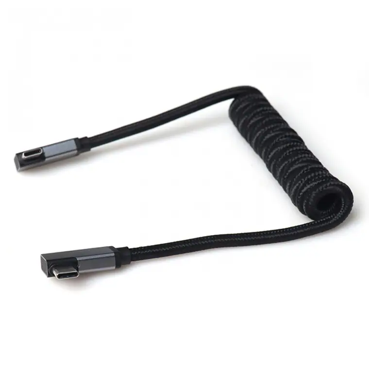 usb 3.1 Type C to type C metal angle coiled 40Gbps usb c cable data spring cable for camera