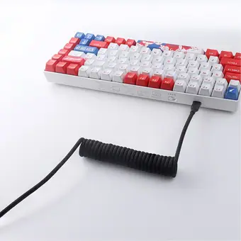 type c spring spiral usb cable mechanical keyboard coiled cable coiled type c usb mechanical cable view 2