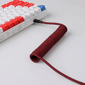 type c spring spiral usb cable mechanical keyboard coiled cable coiled type c usb mechanical cable view 2